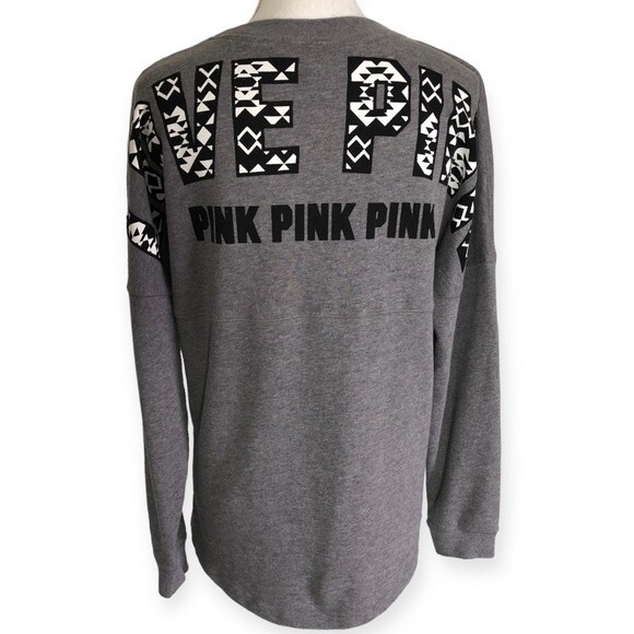 Victoria’s Secret PINK Grey Logo Long Sleeve Sweatshirt - Picture 3 of 6